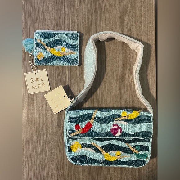 Sol and Mer Handbags - Sol and Mer Swimmers Beaded Bag and Coin Pouch Set